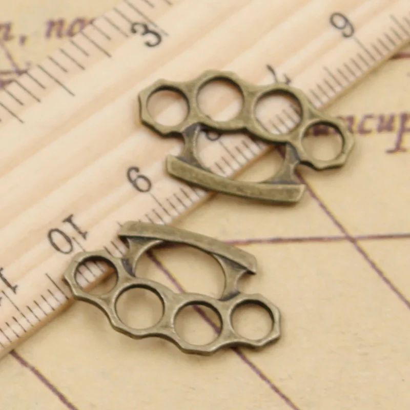 20pcs Charms AI Punch Knuckle Dusters 24x14mm Tibetan Bronze Silver Color Pendants Antique Jewelry Making DIY Handmade Craft