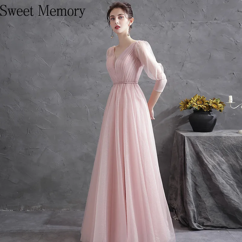 Vestidos de dama de honor Rosa hechos a medida para mujer, elegante vestido largo hasta el suelo, vestido de graduación escolar, vestido de fiesta Formal, bata de boda