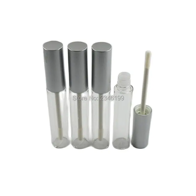 

40pcs 10ml Empty Lip Gloss Tube Silver Cap Clear Plastic Lip Gloss Container Refillable Bottle Cosmetic Packaging Containers