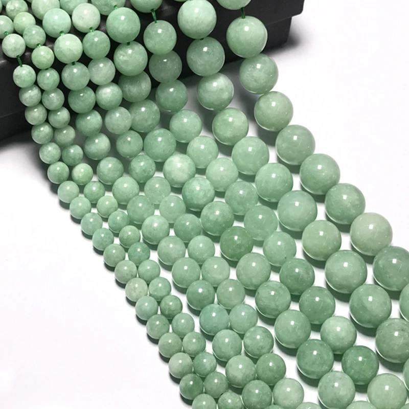 6/8/10/12mm Genuine Natural Burma Jades Stone Beads For Jewelry Making DIY Round Loose Jadeite Jades Beads Fit Bracelet Necklace