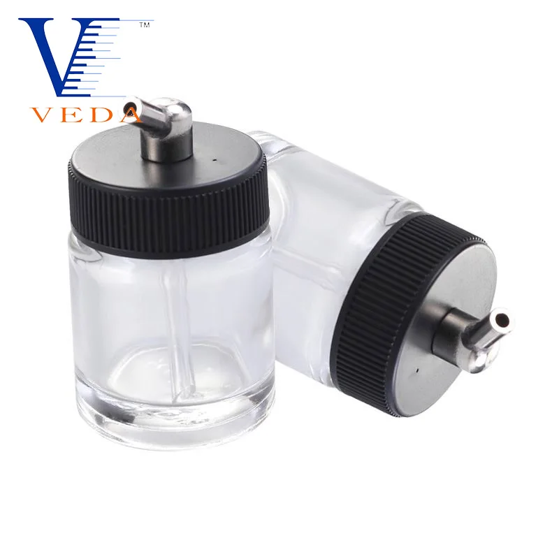 Botellas de vidrio transparente para aerógrafo, conjunto de tapa con adaptador de ángulo de 60 °, 3/4 onzas, 22cc, vacías, paquete de 10