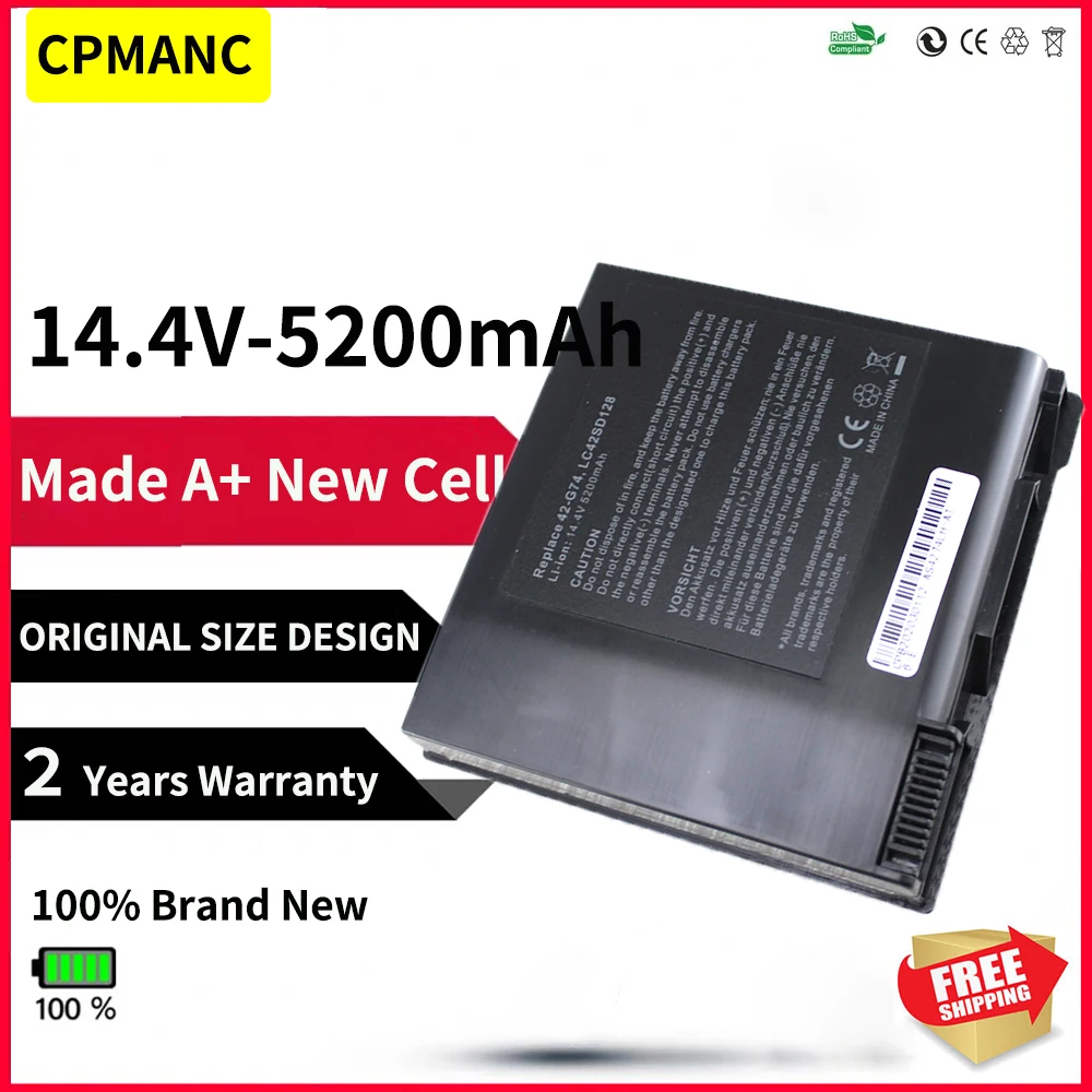 CPMANC 5200mAh 14,4 V A42-G74 Аккумулятор для ноутбука Asus G74 G74J G74JH G74S G74SW G74SX Series ICR18650-26F LC42SD1 Бесплатная доставка