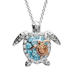 Women Necklace Sea Turtle Mother Baby Pendant BirthdayMother Day Gift Chain On The Neck Accessories