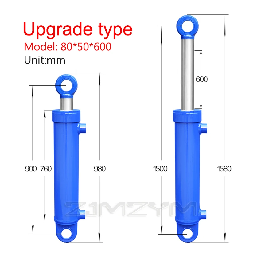 600-700mm Travels Upgraded Hydraulic Oil Cylinder Small Two-way Lifting Hydraulic Oil Top Accessories 8 Tons Hydraulic Cylinder