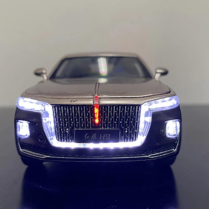 1:32 sound and light pull back Hongqi H9 car model car fine version children\'s toy Hongqi h9 car model