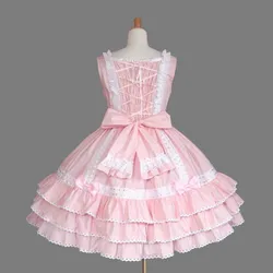 Pink sweet lolita dress kawaii girl lace bowknot ball gown victorian dress retro palace princess gothic lolita loli jsk cos