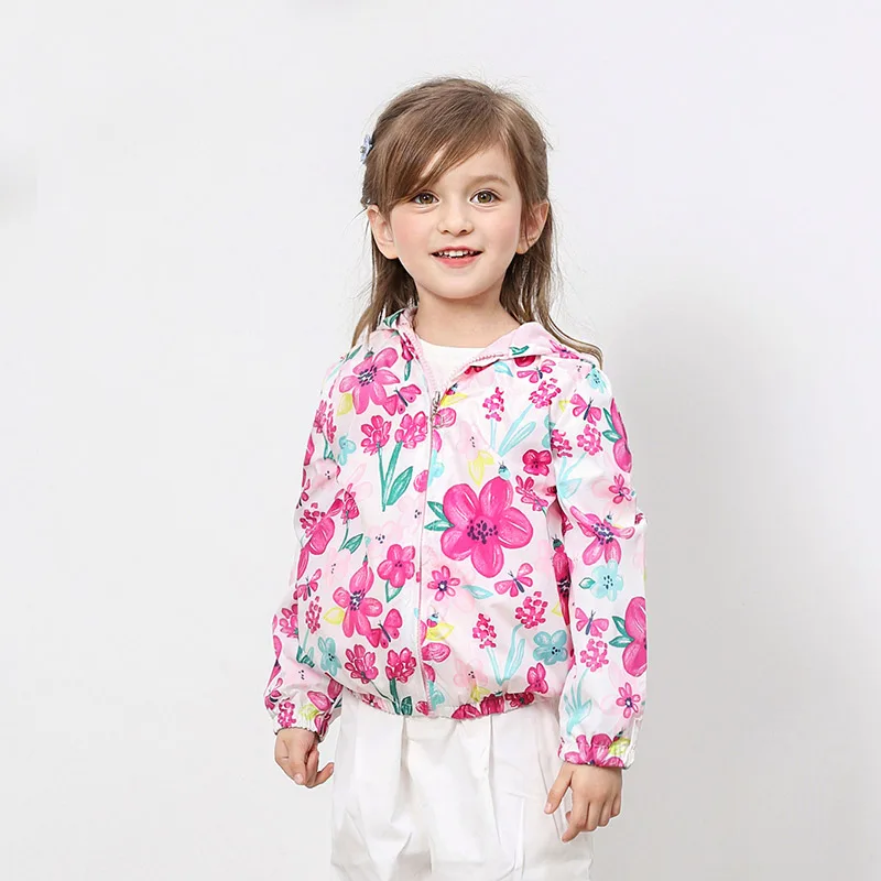 2024 Spring Autumn 2 3 4 5 6 8 10 Years New Fashion Sweet Cute Cartoon Flower Animal Print Hooded Kids Baby Girls Thin Jacket