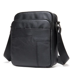 Men's Genuine Leather Shoulder Bag Cowhide Crossbody Casual Messenger Bag Casual Square Flap Soft Handbag New Trend