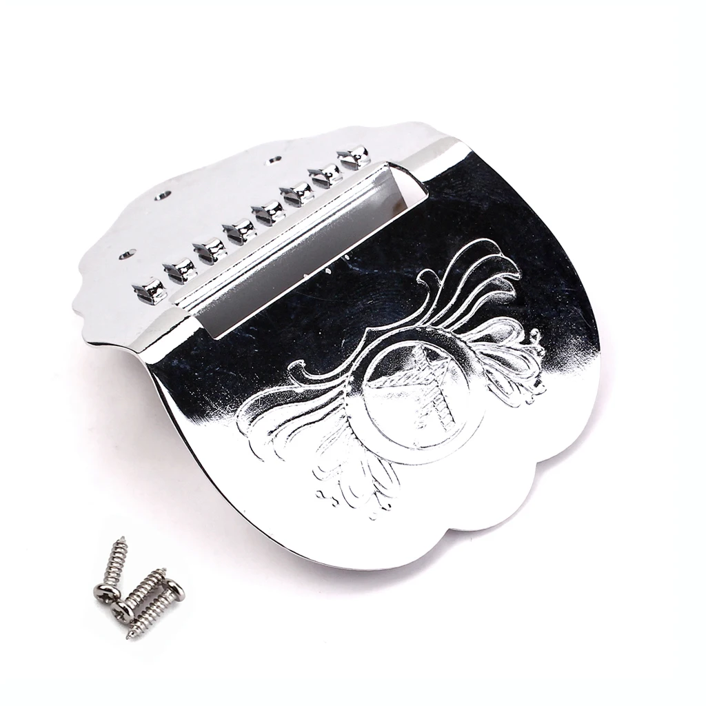 Mandolin Chrome  Tailpiece With 3pc Screws FOR Mandolin Replacement