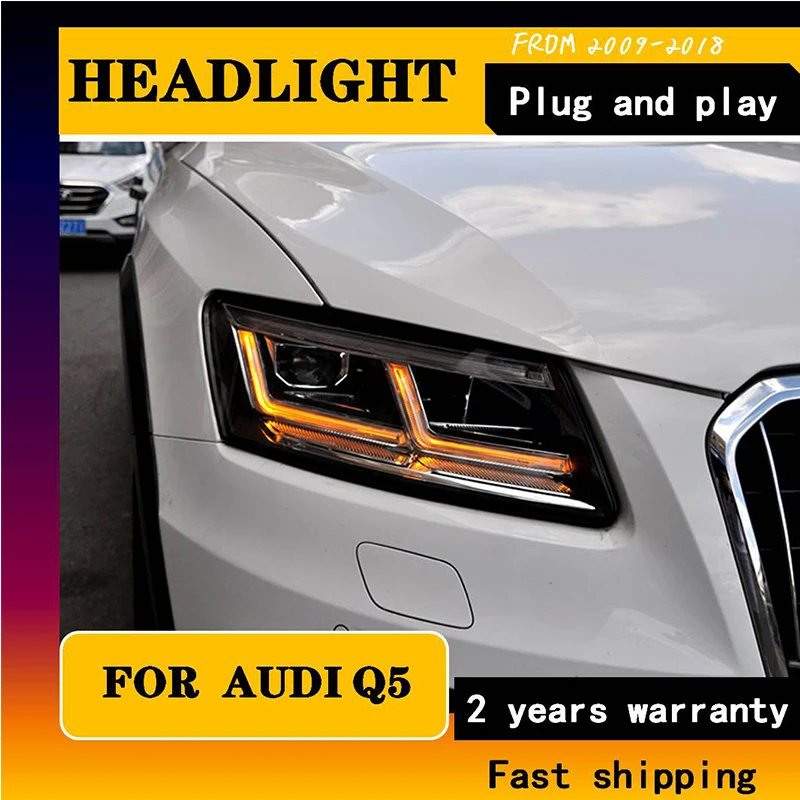 Car Styling for Audi Q5 Headlights 2009-2012 2013-2018 Q5 Head Light DRL Lens Double Beam Car Headlight