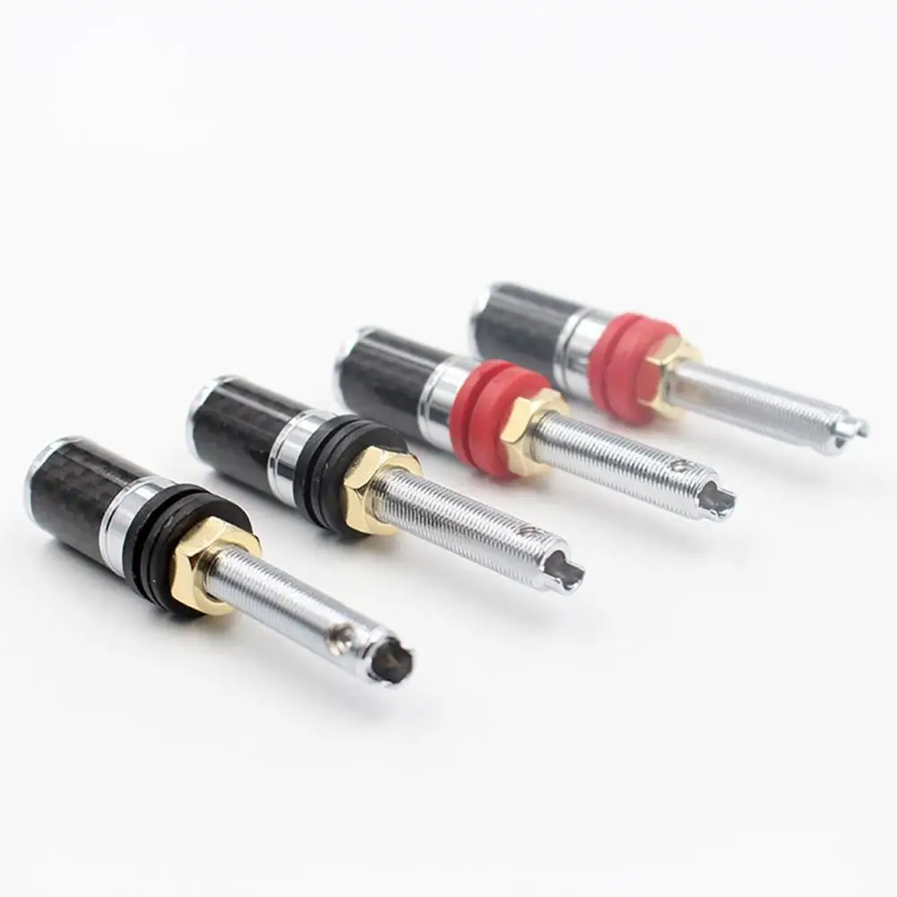 

4PCS Carbon Fiber Rhodium Plated Speaker Terminal Binding Post, speaker cable connector socket