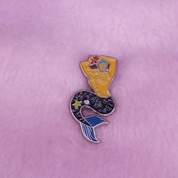 Coquettish mermaid enamel pin charm tattoo style art jewelry