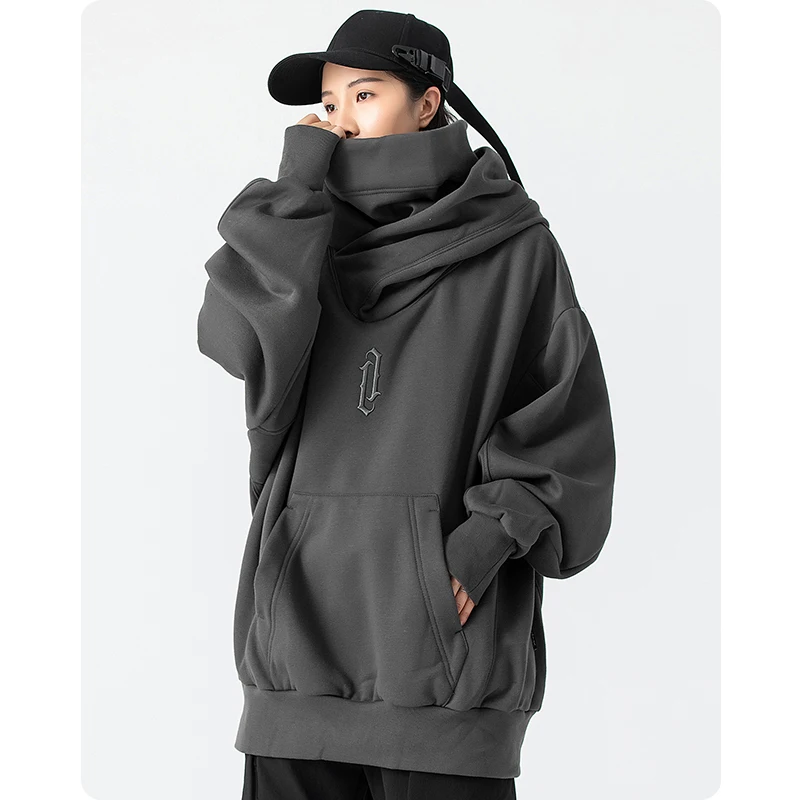 Autumn winter High collar hoodie loose comfortable Men\'s clothes Harajuku Hiphop streetwear Fleece hooded oversize Sweatshirt