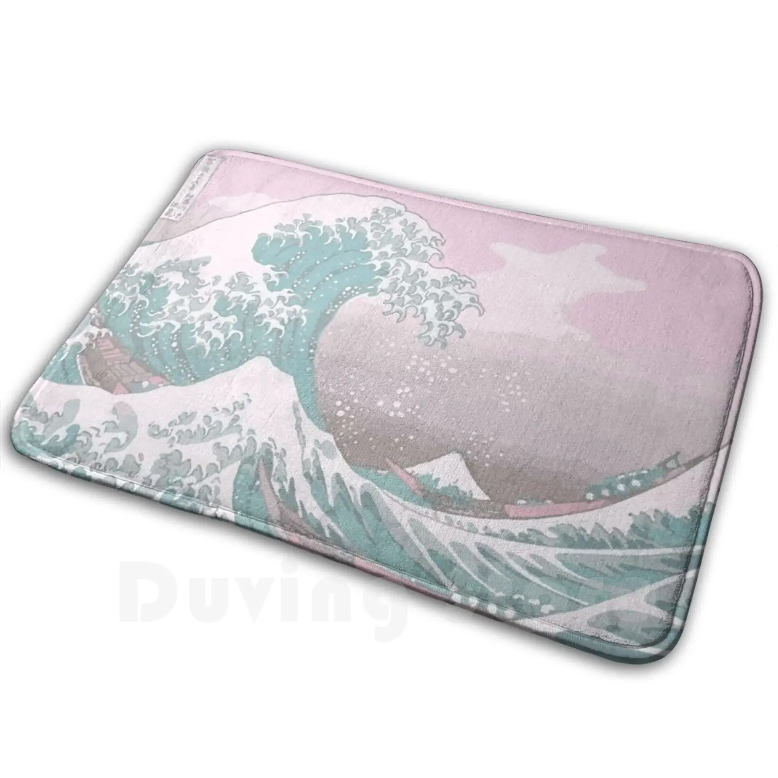 Pastel The Great Wave Off Kanagawa Soft Non-Slip Mat Rug 605 Carpet Cushion Japanese Manga Cute 80s Retro Pastel Kawaii