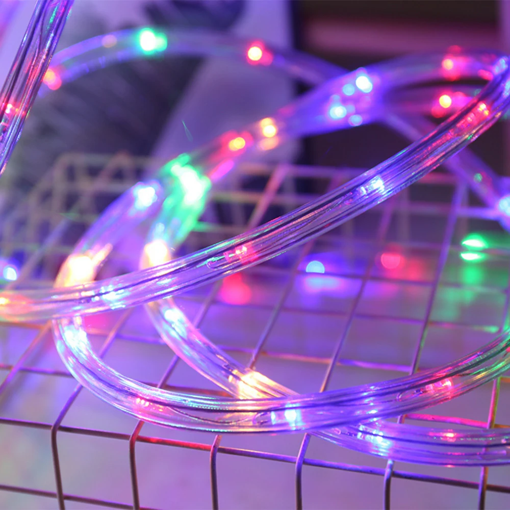 Waterproof LED Neon Light Strip 220V 110V AC Flexible Rainbow Tube Rope Lights LED Round Tow Wire Outdoor Decorative RGB Strip