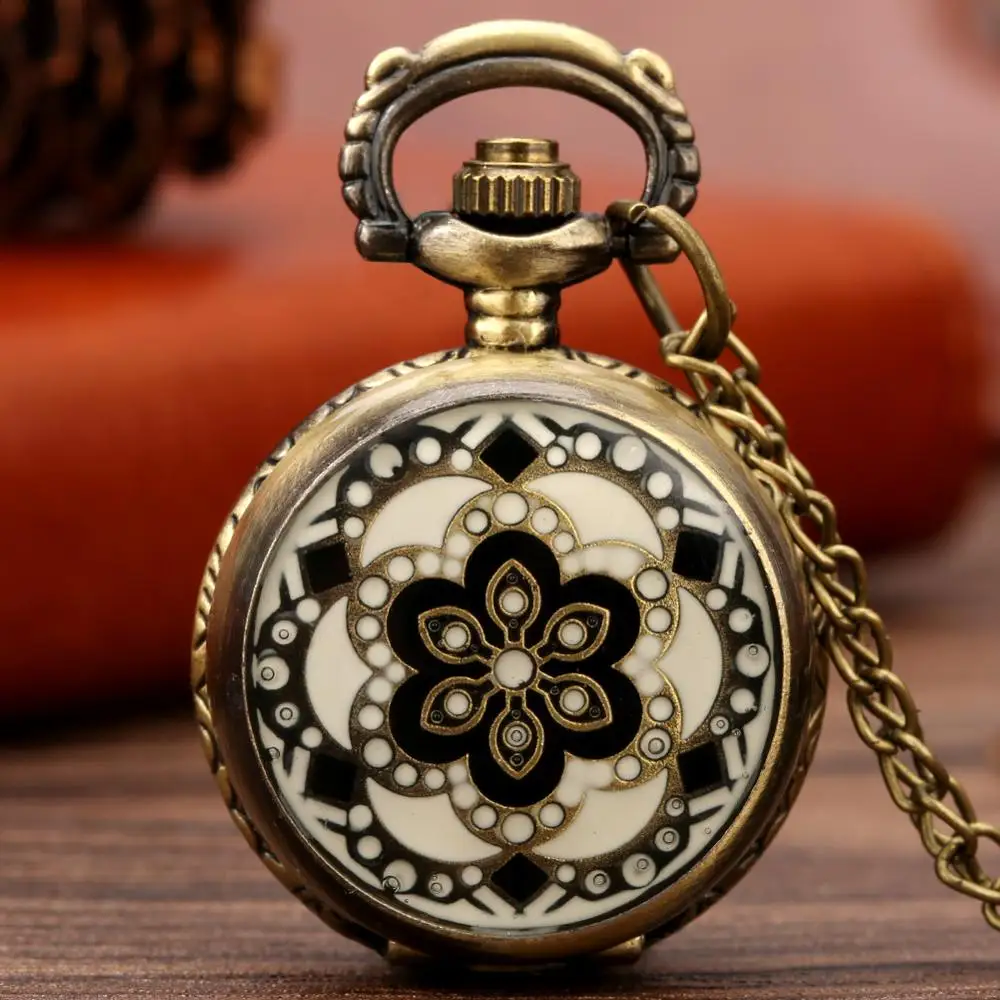 Collar de reloj de bolsillo de cuarzo para mujer, accesorio de reloj con colgante de cadena, con Mini flor pequeña, a la moda, envío directo