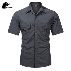 Summer Men's Shirt Short Sleeve Male Shirt Oversize Solid Quick Drying Casual Shirt Men Clothing Camping Fishing Shirts A5F102