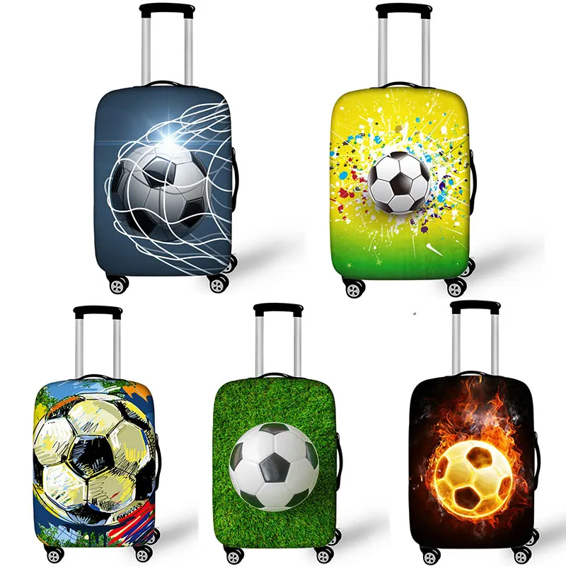 Voet Bal Print Koffer Beschermende Covers Fire Trolley Bagage Protector Voor Man Jongens Reizen Accessoires Elastische Bagage Cover