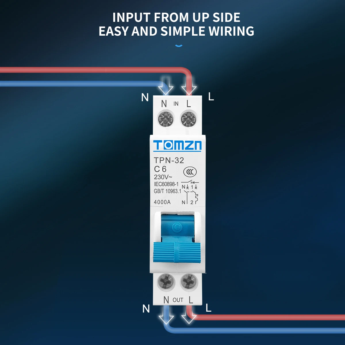 TPN 1P+N Mini Circuit Breaker MCB 6A 10A 16A 20A 25A 32A Din Rail Mounting Miniature Household Air Switch