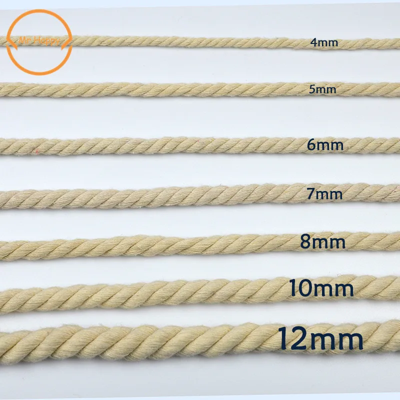 

10meters/lot Twisted soft 100% cotton cord natural color round rope for DIY handmade garment home decoration accessories craft