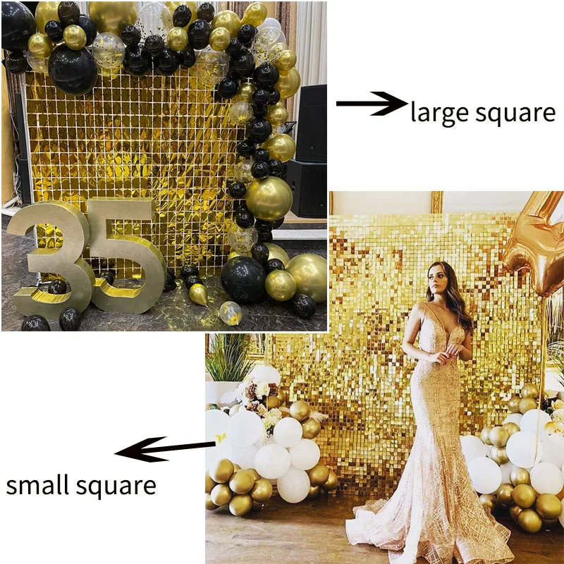 4pcs/lot Square Party Curtain Bachelorette Party Birthday Party Decorations Sequin Wedding Backdrop Decorations Wall Curtain