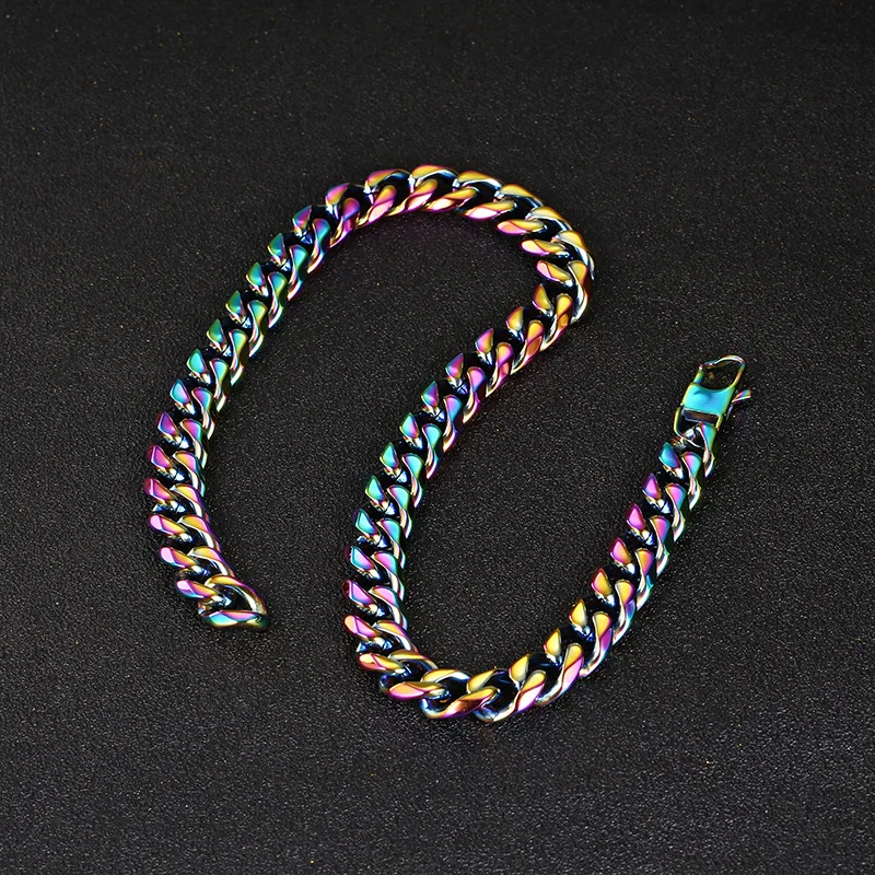 5MM 7MM 12MM 15MM Colorful Cuban Link Chains Necklace Hip Hop Jewelry Fer Men 48/60/72CM