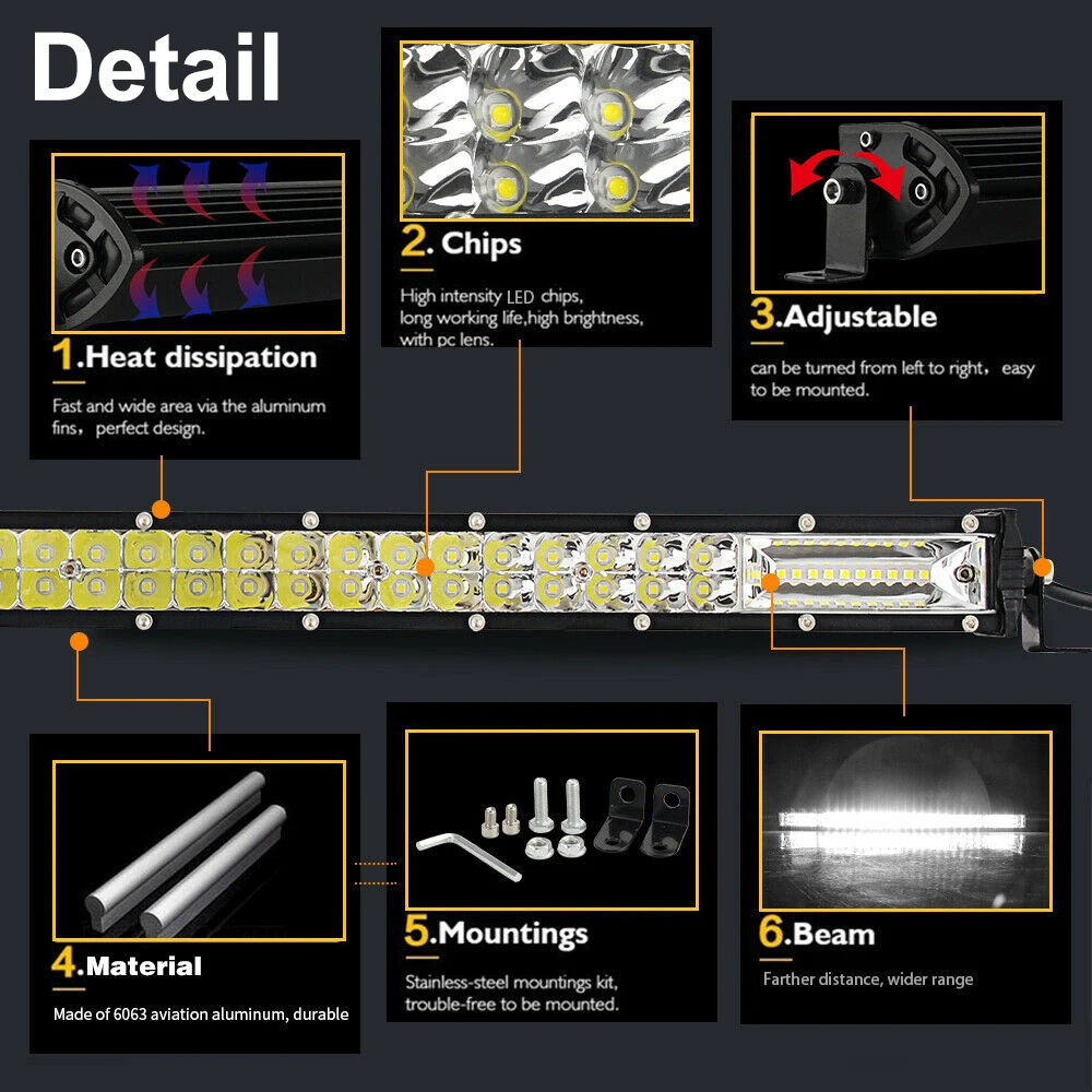 Nlpearl Light Bar/Work Light 60W 120W 180W 240W Super Slim LED Bar for Tractor 4X4 Offroad 4WD ATV Truck LED Work Light 12V 24V