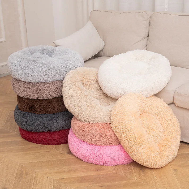 40-100cm Large Round Coral Fleece Soft Long Plush Pet Mats Dog Bed House Animals Cat Mat Sofa Chihuahua Labrador Pet Supplies