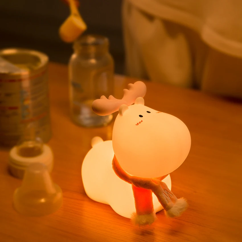 Lampka nocna w kształcie jelenia z timerem dla dzieci, dekoracja pokoju dziecięcego dla maluchów lampa Led prezenty urodzinowe nastoletnie dziewczyny, przenośny akumulator