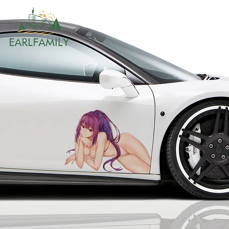 EARLFAMILY 43cm x 30.7cm For Sexy Anime Girl Car Stickers Campervan Decal Motorcycle Auto Air Conditioner RV JDM Decoration