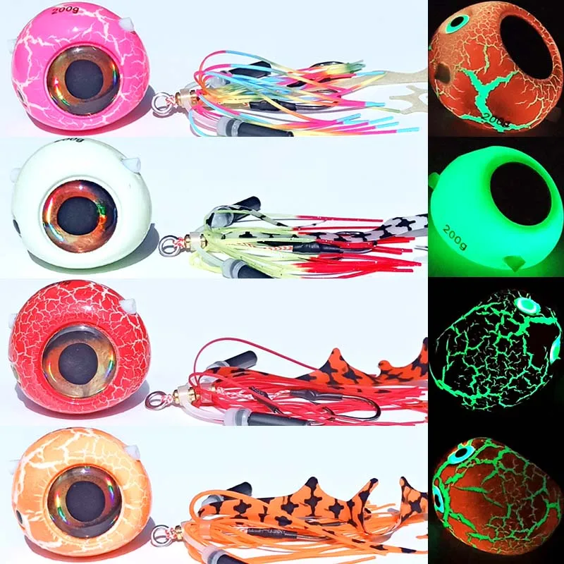 250g/150g/120g/100g/80g/60g/40g Glow Lumious Kabura Pesca Slider Snapper/Sea bream Jig head with skirt jigging lure sea jig boat