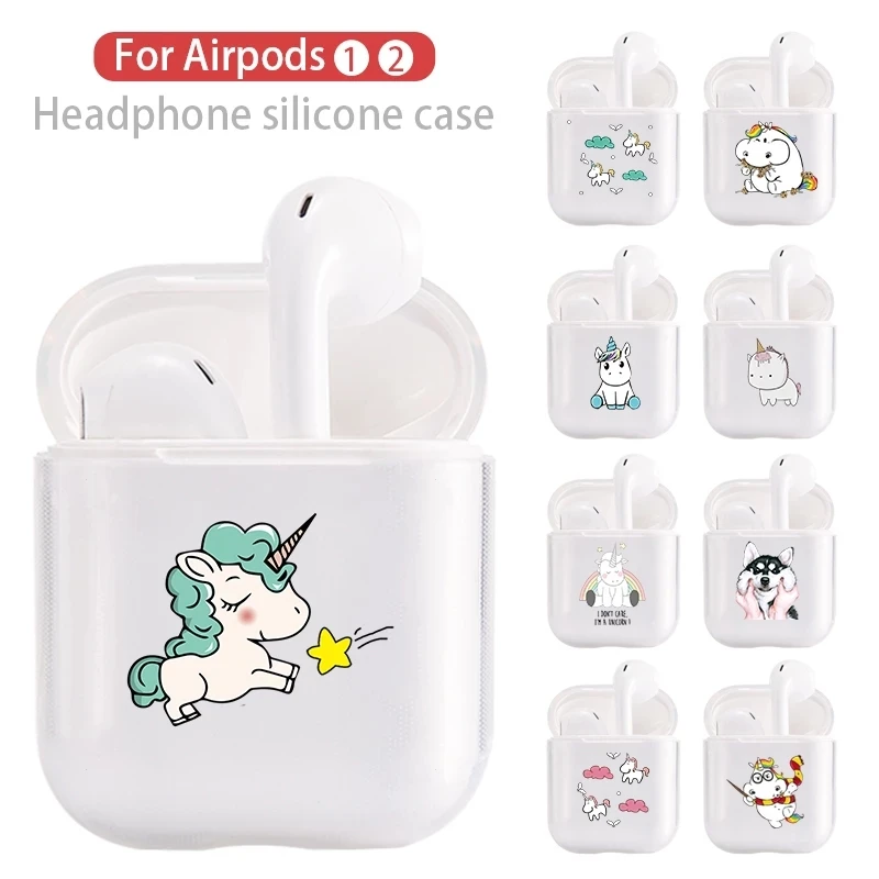 Cartoon Unicorn Case For Apple airpods 1/2 case Cover Soft Cute Wireless Bluetooth Earphone Case For Airpods Protective Cover