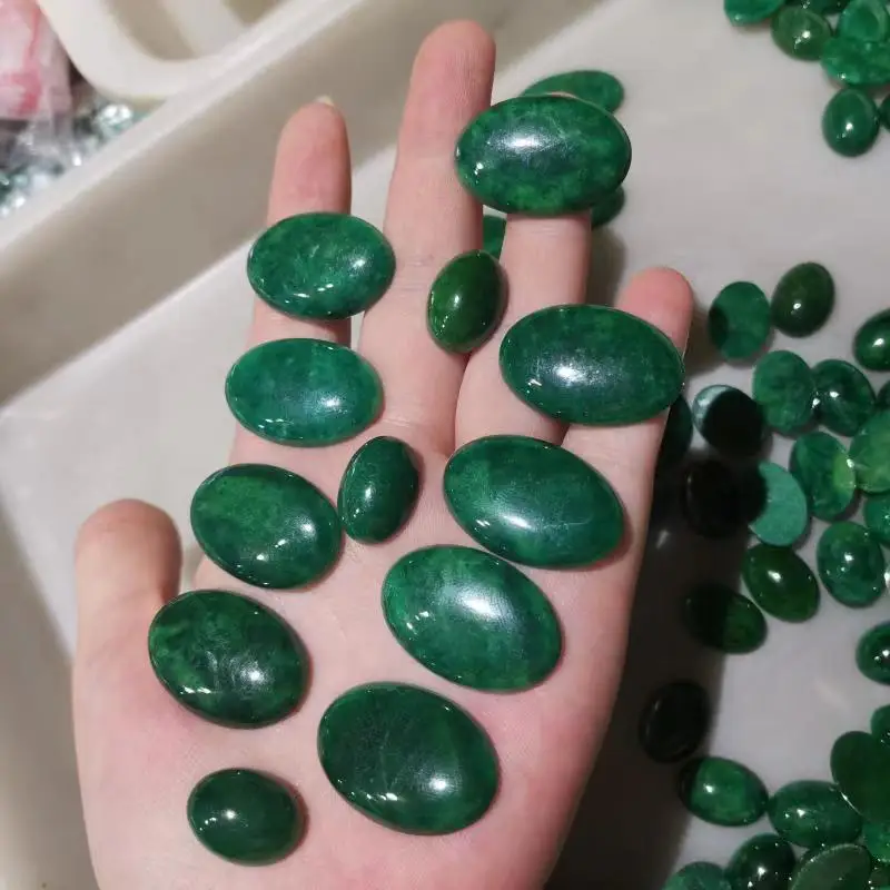 

1pcs/lot Natural stone green jade oval gemstone Inlaid pendants bracelets and other jewelry Accessories bare gems wholesale diy