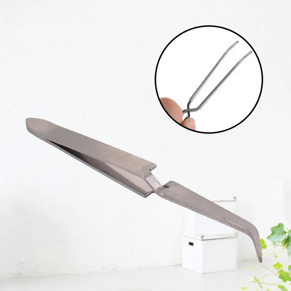 Cross Lock Stainless Steel Reverse Action Curved Straight Tweezer Acrylic Nail Shaping Tweezers Maintenance Hand Tools