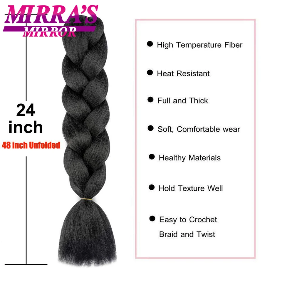 24 Pulgadas Trenzas Jumbo Sintéticas para Trenzas de Caja Degradado Extensiones para Trenzas Tres Tonos Negro Marrón Azul Rosa Mirra’s Mirror 2