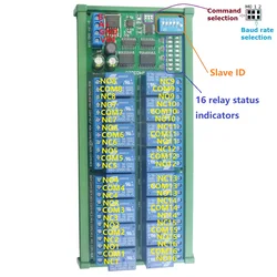 16-Channel 12V 10A DIN Rail Box PLC Expansion Board RS485 Modbus RTU Relay Module