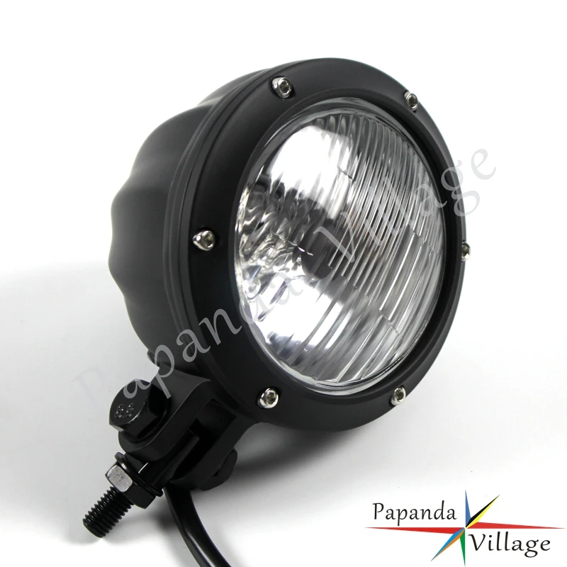 Black H4 Vintage Motorcycle Custom Headlight Front 4.5\