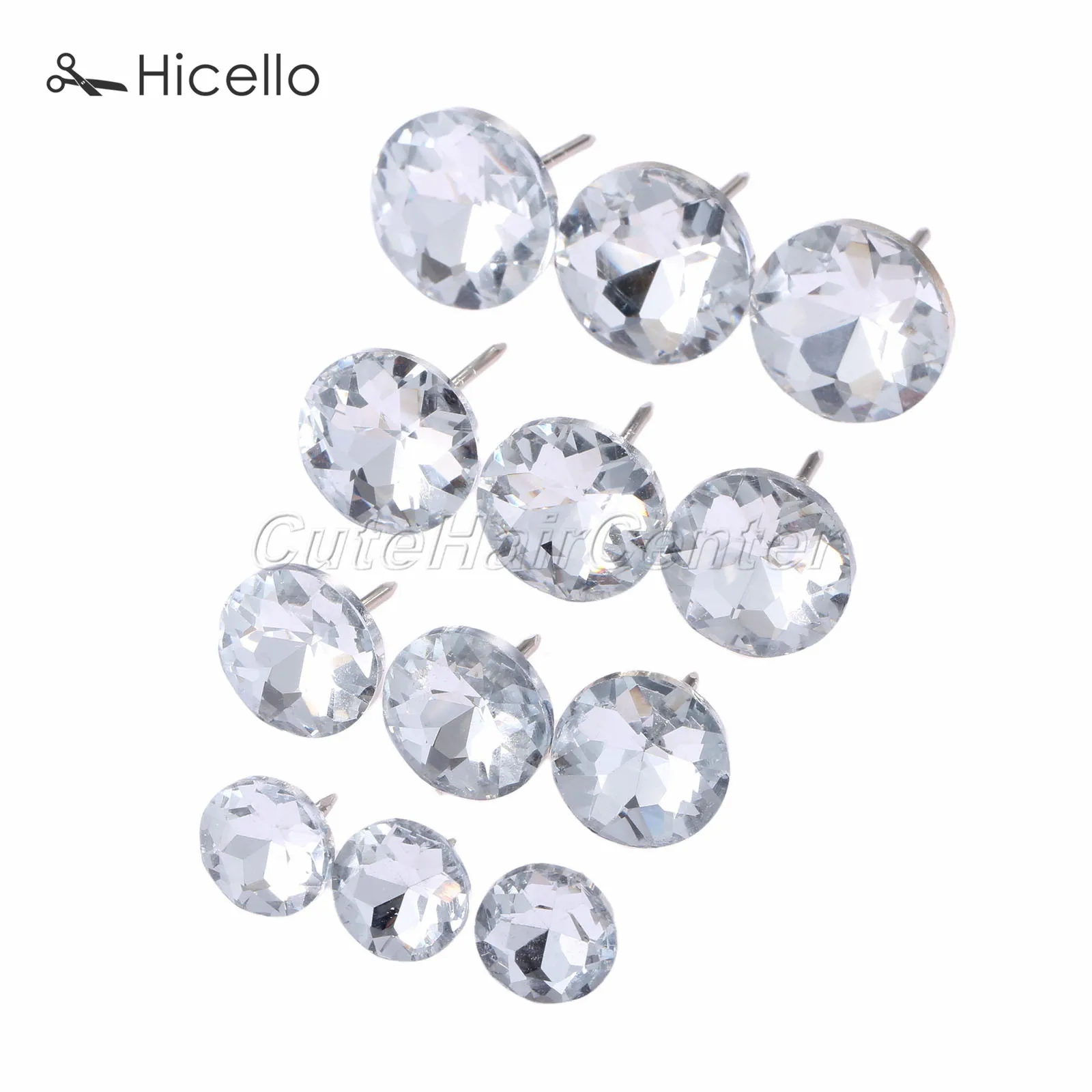 10pcs Crystal Nails Button Upholstery Glass Diamond Tacks Pins Knot 14mm/18mm/20mm/22mm Sewing Furniture Decoration Hicello