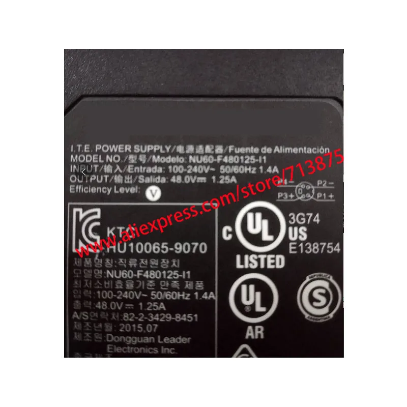 Genuine for LEI NU60-F480236-L1 AC Adapter for DELTA ADP-48DR BL 48V 1.25A 60W Power Supply for CISCO SG100D SG110D-08HP SWITCH