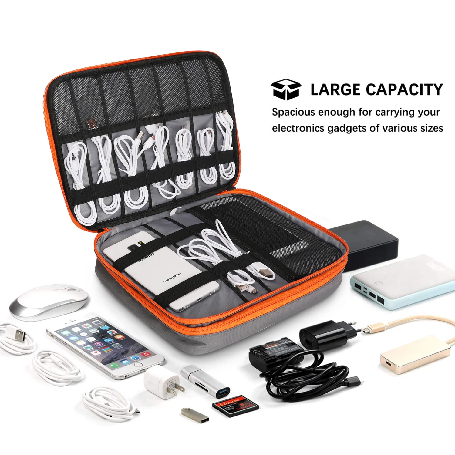 Veki Portatile Organizer per Cavi da Viaggio, Impermeabile Borsa Accessori Elettronici, Organizzatore Cavi Custodia per Caricatore, Auricolare, Power Bank, Hard Disk, Chiavetta USB, Scheda SD (Nero