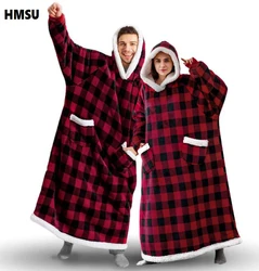 Winter Oversized Hoodies Sweatshirt Women Men Pullover Giant TV Blanket Hoodie Super Long Flannel Blanket with Sleeves Sudaderas