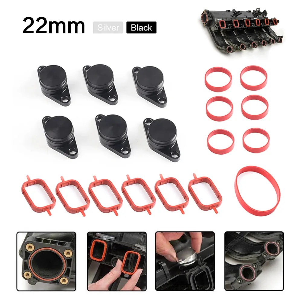 19 PCS 22mm aluminum Swirl Flap Blanking Plates seal kit 6 cylinder For BMW S320d 330d 520d 525d 530d 730d