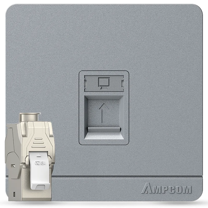 AMPCOM muurfrontplaat met CAT8 40Gbps STP Keystone Jack, RJ45 zelfsluitende zinklegeringsmodule met 86 mm wandplaat