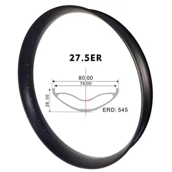 Light 27.5ER Fat Bike Carbon Rims Tubeless 80mm Externnal 28mm Profile 650B Fatbike Snow Bicycle Circle