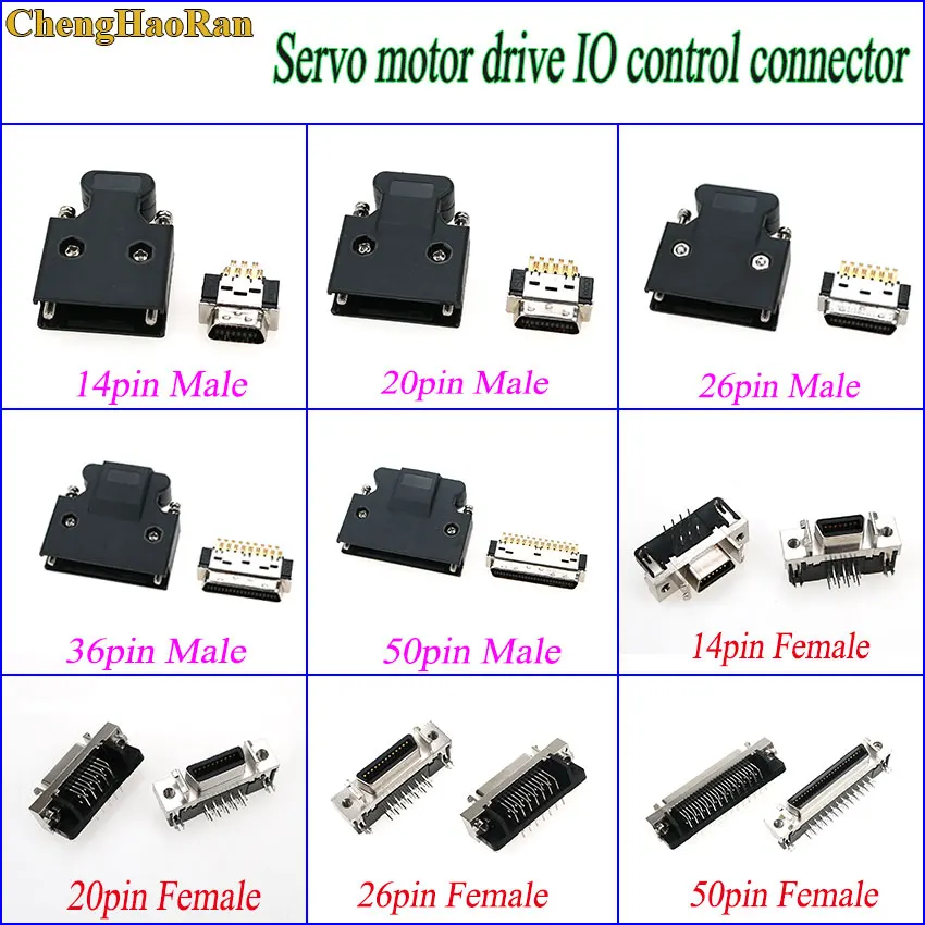 For Panasonic Yaskawa Mitsubishi Delta Servo Motor Drive IO Control SCSI  Connector MDR 14 20 26 36 50 Pin Male/female Plug