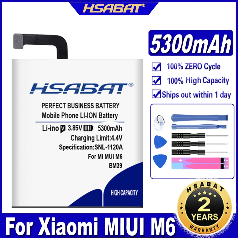 HSABAT 5300mAh BM39 Battery for Xiaomi MIUI M6 mi 6 mi6 Batteries