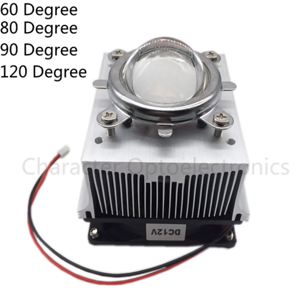 

100W LED Aluminium Heat Sink Cooling Fan+60degree 90degree 120degree44mm Lens + Reflector Brack