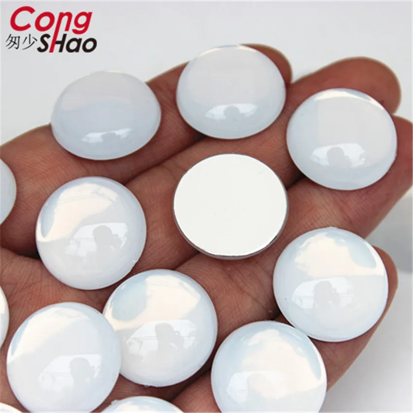 10mm 16mm 20mm Jelly white Round flatback Acrylic Rhinestone trim stones and crystals costume applique jewelry Accessories WC579