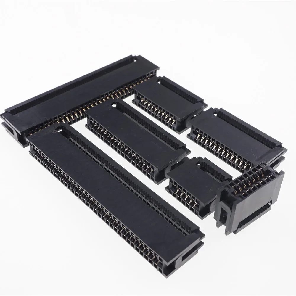 20 Pcs 2.54 MM Pitch Edge Card Type Ribbon Cable Connector 10 14 16 20 24 26 30 34 40 50 60 64 Pin PCB Receptale HIF5D IDC Crimp