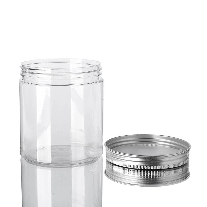 250/400/500ml Empty Cream Jar Facial Mask PET Container Clear Bottle With aluminum/Plastic lid Makeup Cosmetic Packing Bottle